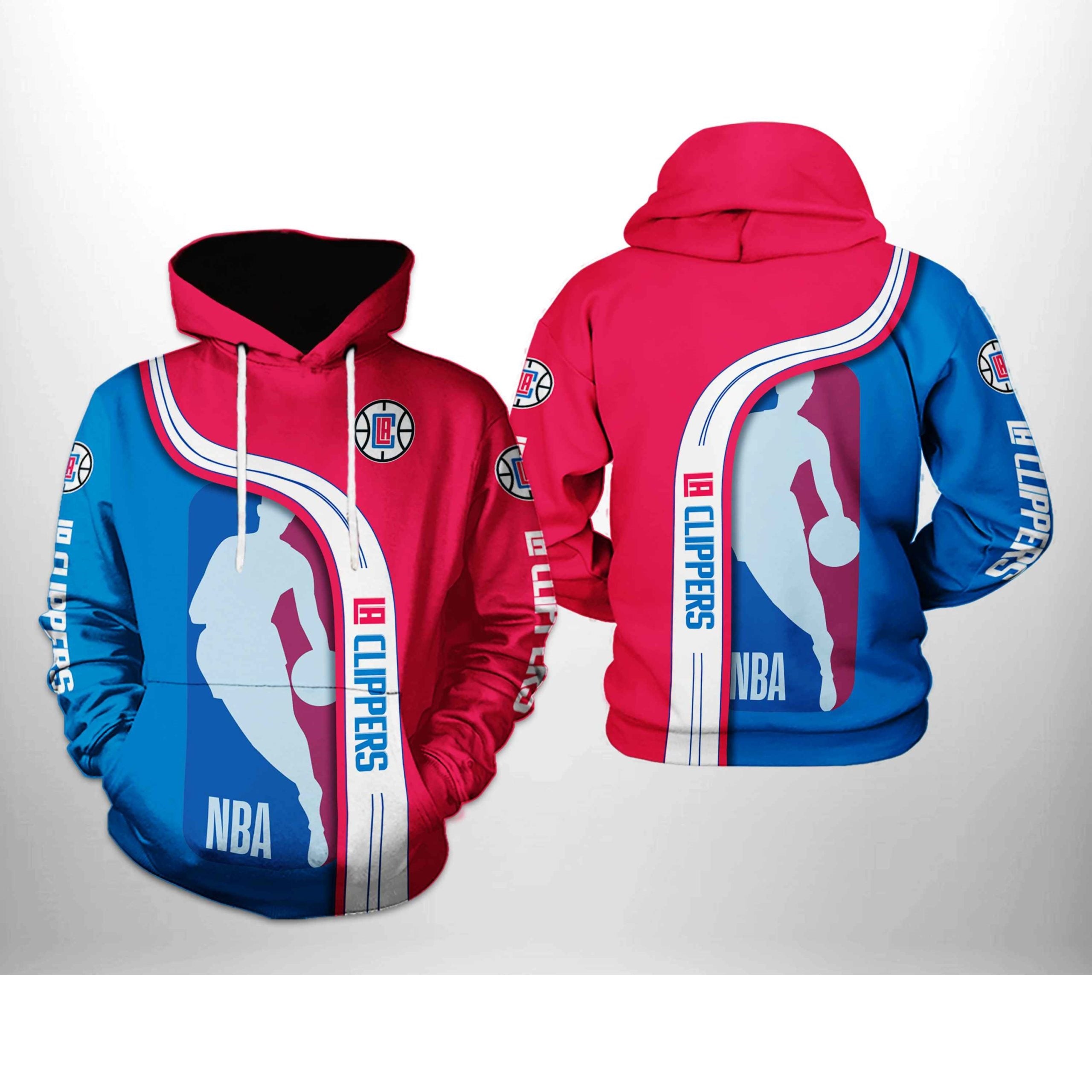 Men's Los Angeles Clippers Logo Athletic Outline Colorblock Pullover Hoodie – Official Nba Sweatshirt